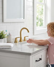 Load image into Gallery viewer, Fapully Bathroom Faucet 3 Hole, Brushed Gold 8 Inch Widespread Bathroom Sink Faucet with Pop-up Drain, Two-Handle Faucet for Bathroom Sink