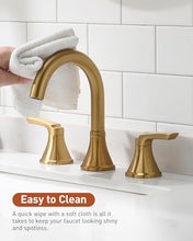 Load image into Gallery viewer, Fapully Bathroom Faucet 3 Hole, Brushed Gold 8 Inch Widespread Bathroom Sink Faucet with Pop-up Drain, Two-Handle Faucet for Bathroom Sink