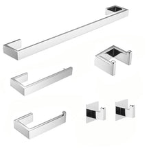 Load image into Gallery viewer, Fapully 23.6-Inch 6 Piece Bathroom Hardware Accessories Set Stainless Steel Wall Mounted Chrome Include Towel Bar,Hand Towel Holder,Toilet Paper Holder,Robe Towel Hook,Coat Hook,Towel bar Set.