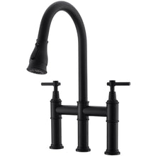 Load image into Gallery viewer, Fapully Bridge Kitchen Faucet with Pull Down Sprayer Matte Black