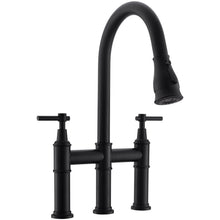Load image into Gallery viewer, Fapully Bridge Kitchen Faucet with Pull Down Sprayer Matte Black