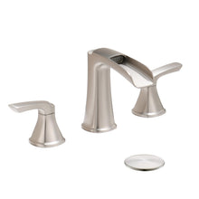 Load image into Gallery viewer, Fapully Brushed Nickel Bathroom Faucet 3 Hole, Waterfall 8 Inch Widespread Bathroom Sink Faucet with Pop-up Drain, Two-Handle Faucet for Bathroom Sink