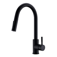 Load image into Gallery viewer, Modern Pull Down Kitchen Faucet Solid Brass Single Handle Black Kitchen Sink Faucet with Pull Out Sprayer