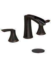 Load image into Gallery viewer, Fapully Oil Rubbed Bronze Bathroom Faucet 3 Hole, Waterfall 8 Inch Two-Handle Widespread Bathroom Sink Faucet with Pop-up Drain