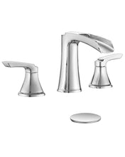 Load image into Gallery viewer, Fapully Chrome Bathroom Faucet 3 Hole, Waterfall 8 Inch Widespread Bathroom Sink Faucet with Pop-up Drain, Two-Handle Faucets for Bathroom Sink