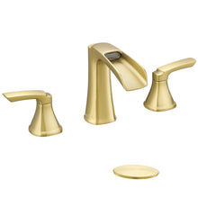 Load image into Gallery viewer, Fapully Bathroom Faucet 3 Hole, Polished Brushed Gold Waterfall 8 Inch Widespread Bathroom Sink Faucet with Pop-up Drain, Two-Handle Faucet for Bathroom Sink