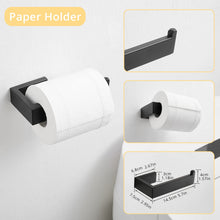 Load image into Gallery viewer, Fapully 23.6-Inch 6 Piece Bathroom Hardware Accessories Set Stainless Steel Wall Mounted Matte Black Include Towel Bar,Hand Towel Holder,Toilet Paper Holder,Robe Towel Hook,Coat Hook,Towel bar Set.