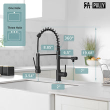 Load image into Gallery viewer, Black 3 Way Kitchen Faucet with Pull Down Sprayer,Commercial Kitchen Sink Faucet with Drinking Faucet Water Filter or Cold Pot Filler Faucets for Kitchen Sink