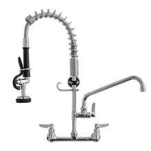 Load image into Gallery viewer, Fapully Kitchen Faucet with Pull Down Sprayer, Commercial Wall Mount Kitchen Sink Faucet with Pre-Rinse Sprayer, Chrome 8 Inch Center 25‘’ Height Commercial Sink Faucets with 12'' Swing Spout