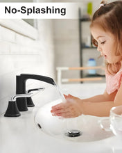 Load image into Gallery viewer, Fapully Bathroom Faucet 3 Hole, Waterfall 8 Inch Widespread Bathroom Sink Faucet with Pop-up Drain, Two-Handle Faucet for Bathroom Sink Matte Black&Chrome