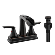 Load image into Gallery viewer, Fapully Bathroom Faucet, Waterfall Bathroom Sink Faucet Widespread, Oil Rubbed Bronze 4 Inch Centerset Faucet for Bathroom Sink with Pop-up Drain