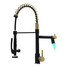 Load image into Gallery viewer, Fapully LED Kitchen Faucet with Pull Down Sprayer,Black&Gold Commercial Kitchen Faucet for Kitchen Sink