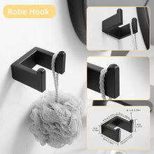 Load image into Gallery viewer, Fapully 23.6-Inch 6 Piece Bathroom Hardware Accessories Set Stainless Steel Wall Mounted Matte Black Include Towel Bar,Hand Towel Holder,Toilet Paper Holder,Robe Towel Hook,Coat Hook,Towel bar Set.