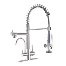Load image into Gallery viewer, Fapully 3 in 1 Kitchen Faucet with Water Filler and Pull Down Sprayer,Brushed Nickel Commercial Kitchen Sink Faucet with Drinking Water Faucet