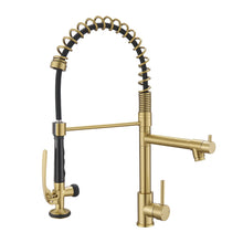 Load image into Gallery viewer, Brushed Gold Kitchen Faucet with Pull Down Sprayer, Commercial Brass Kitchen Faucet Single Handle Spring Faucets for Kitchen Sink Fapully