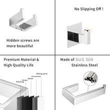 Load image into Gallery viewer, Fapully 23.6-Inch 6 Piece Bathroom Hardware Accessories Set Stainless Steel Wall Mounted Chrome Include Towel Bar,Hand Towel Holder,Toilet Paper Holder,Robe Towel Hook,Coat Hook,Towel bar Set.