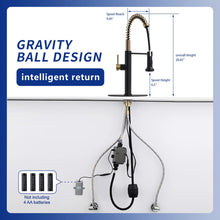 Load image into Gallery viewer, Fapully Touchless Kitchen Faucet with Pull Down Sprayer,Black and Gold Sensor Commercial Pull-Down Single Handle Kitchen Sink Faucet