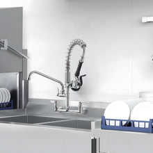 Load image into Gallery viewer, Fapully Kitchen Faucet with Pull Down Sprayer, Commercial 8 Inch Center Wall Mount Kitchen Sink Faucet with Pre-Rinse Sprayer, Chrome 21‘’ Height Commercial Faucets with 10.2'' Add-on Swing Spout