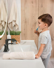Load image into Gallery viewer, Fapully Black Bathroom Faucet 3 Hole, Waterfall 8 Inch Widespread Bathroom Sink Faucet with Pop-up Drain, Two-Handle Faucet for Bathroom Sink