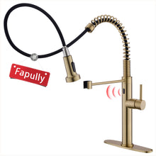 Load image into Gallery viewer, Fapully Touchless Kitchen Faucet with Pull Down Sprayer, Brushed Gold Motion Sensor Smart Commercial Single Handle Single Hole Faucet for Kitchen Sink