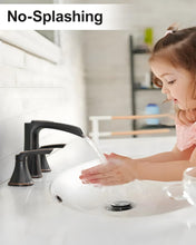 Load image into Gallery viewer, Fapully Oil Rubbed Bronze Bathroom Faucet 3 Hole, Waterfall 8 Inch Two-Handle Widespread Bathroom Sink Faucet with Pop-up Drain