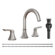 Load image into Gallery viewer, Fapully Bathroom Faucet 3 Hole, Brushed Nickel 8 Inch Widespread Bathroom Sink Faucet with Pop-up Drain, Two-Handle Faucet for Bathroom Sink