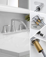 Load image into Gallery viewer, Fapully Chrome Bathroom Faucet 3 Hole, Waterfall 8 Inch Widespread Bathroom Sink Faucet with Pop-up Drain, Two-Handle Faucets for Bathroom Sink