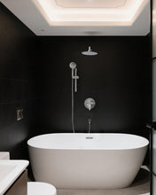 Load image into Gallery viewer, Fapully Wall Mounted 10-inch Shower System, Shower Faucets Sets Complete Round Shower Heads and Faucet Set with 6-Spray Handheld and Slide Bar Combo Included Valve and Trim Kit, Brushed Nickel