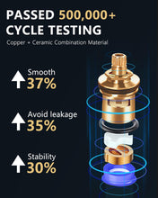 Load image into Gallery viewer, Fapully Matte Black Bathroom Sink Faucet, Waterfall Bathroom Faucets 3 Hole, 8 Inch Widespread Bathroom Faucet with Pop-up Drain, 2-Handle Faucet for Bathroom Sink Vanity RV