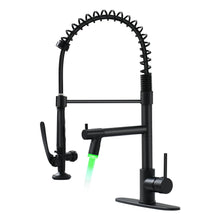 Load image into Gallery viewer, Fapully LED Kitchen Faucet with Pull Down Sprayer,Commercial Matte Black Kitchen Sink Faucet with Deck Plate