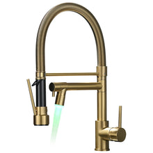 Load image into Gallery viewer, Fapully LED Kitchen Sink Faucet with Pull Down Sprayer Brushed Gold