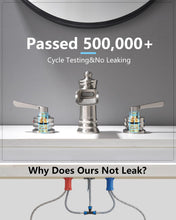 Load image into Gallery viewer, Fapully Brushed Nickel Bathroom Sink Faucet, Waterfall Bathroom Faucets 3 Hole, 8 Inch Widespread Bathroom Faucet with Pop-up Drain, 2-Handle Faucet for Bathroom Sink Vanity RV