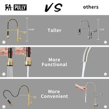 Load image into Gallery viewer, Brushed Gold Kitchen Faucet with Pull Down Sprayer, Single Handle Commercial Brass Kitchen Sink Faucets with 3 Way Drinking Kitchen Faucet, for Water Filtration System or Pot Filler Faucet in Gold
