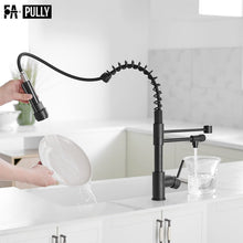 Load image into Gallery viewer, Black 3 Way Kitchen Faucet with Pull Down Sprayer,Commercial Kitchen Sink Faucet with Drinking Faucet Water Filter or Cold Pot Filler Faucets for Kitchen Sink
