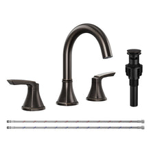 Load image into Gallery viewer, Fapully Bathroom Faucet 3 Hole, Oil Rubbed Bronze 8 Inch Widespread Bathroom Sink Faucet with Pop-up Drain, Two-Handle Faucet for Bathroom Sink