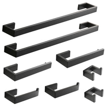 Load image into Gallery viewer, Fapully 8 Piece Bathroom Hardware Accessories Set Stainless Steel Matte Black Wall Mounted