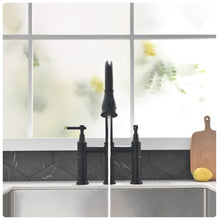 Load image into Gallery viewer, Fapully Bridge Kitchen Faucet with Pull Down Sprayer Matte Black