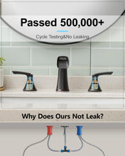 Load image into Gallery viewer, Fapully Oil Rubbed Bronze Bathroom Faucet 3 Hole, Waterfall 8 Inch Two-Handle Widespread Bathroom Sink Faucet with Pop-up Drain