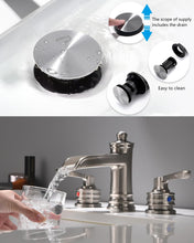 Load image into Gallery viewer, Fapully Brushed Nickel Bathroom Sink Faucet, Waterfall Bathroom Faucets 3 Hole, 8 Inch Widespread Bathroom Faucet with Pop-up Drain, 2-Handle Faucet for Bathroom Sink Vanity RV
