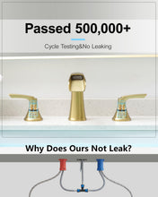 Load image into Gallery viewer, Fapully Bathroom Faucet 3 Hole, Polished Brushed Gold Waterfall 8 Inch Widespread Bathroom Sink Faucet with Pop-up Drain, Two-Handle Faucet for Bathroom Sink