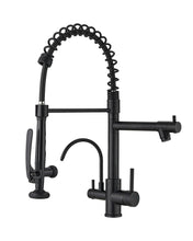 Load image into Gallery viewer, Fapully Commercial 3 Way Kitchen Faucets with Pull Down Sprayer and Water Filler,3 in 1 Kitchen Sink Faucet with Drinking Water Faucet Matte Black