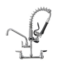 Load image into Gallery viewer, Fapully Kitchen Faucet with Pull Down Sprayer, Commercial 8 Inch Center Wall Mount Kitchen Sink Faucet with Pre-Rinse Sprayer, Chrome 21‘’ Height Commercial Faucets with 10.2'' Add-on Swing Spout
