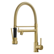 Load image into Gallery viewer, Fapully Commercial Pull Down Kitchen Faucets with Sprayer,Single Handle Spring Brushed Gold Kitchen Sink Faucet
