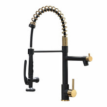 Load image into Gallery viewer, Fapully Black&Gold Kitchen Faucet with Sprayer,Commercial Pull Down Kitchen Faucet for Kitchen Sink