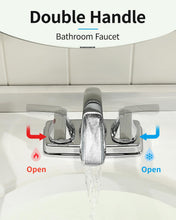 Load image into Gallery viewer, Fapully Bathroom Faucet, Waterfall Bathroom Sink Faucet Widespread, 4 Inch Centerset Chrome Faucet for Bathroom Sink with Pop-up Drain