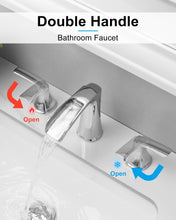 Load image into Gallery viewer, Fapully Chrome Bathroom Faucet 3 Hole, Waterfall 8 Inch Widespread Bathroom Sink Faucet with Pop-up Drain, Two-Handle Faucets for Bathroom Sink