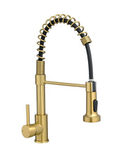 Load image into Gallery viewer, Fapully Brushed Gold Kitchen Faucet with Pull Down Sprayer,Single Handle Kitchen Faucet,Brass Spring Faucet For Kitchen Sink,Robinet De Cuisine