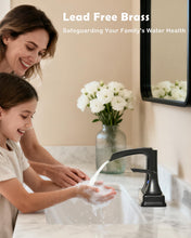 Load image into Gallery viewer, Fapully Matte Black Bathroom Faucet, Waterfall Bathroom Sink Faucet Widespread, 4 Inch Centerset Faucet for Bathroom Sink with Pop-up Drain