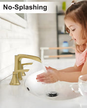 Load image into Gallery viewer, Fapully Bathroom Faucet 3 Hole, Polished Brushed Gold Waterfall 8 Inch Widespread Bathroom Sink Faucet with Pop-up Drain, Two-Handle Faucet for Bathroom Sink