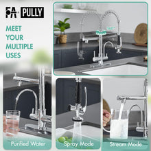 Load image into Gallery viewer, Fapully 3 in 1 Kitchen Faucet with Water Filler and Pull Down Sprayer, Chrome Commercial Kitchen Sink Faucet with Drinking Water Faucet for 1 or 3 Holes Sink